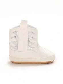 Autumn/Winter Infant Shoes, Unisex Fashion PU Boots, Denim Style, Rubber Sole, Infant Walking Shoes, 0-1 Years - White - View 6