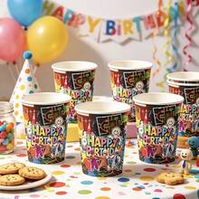 Graffiti Game Themed Paper Cups -10/20/50 Pack, Suitable For Afternoon Tea, Birthdays, Holidays, Themed Parties, Family Picnics, And Other Occasions. - Multicolor - View 6