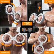 1pc Adjustable Resistance Arm Exerciser Multifunctional Rotating Arm Wrist Strength Muscle Building Trainer Boxing Fighting Fitness Equipment, Multifunctional Figure-8 Wheel Wrist Strength Trainer, Fitness Fighting Boxing Training, Rotating Forearm And Grip Strength Trainer, Strength Training Wrist And Forearm Fitness Equipment - Silver - View 3