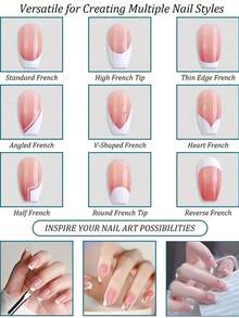 1/2/3pcs French Manicure Brush Set, Angled Crescent Flat Brush, Crescent-Shaped Precision Nail Art Tool, Suitable For French Manicure, Gel Nail Polish Gradient Outlining And Detail Painting, Fine Line Drawing Pen, Can Draw Fine Lines And Delicate Details - Multicolor - View 7