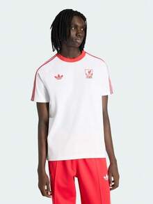 Adidas Men's LFC OG TEE Short Sleeve Knit Collarless T-Shirt TJZ0140 - Red and White - View 1