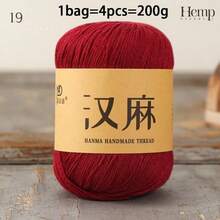 CHARM ELVES 4pcs Short Sleeve Linen Woven Handmade DIY Material Kit, Summer Yarn Crochet Scarf Thread Shawl Sweater Yarn DIY Crochet Scarf Sweater Shawl Short Sleeve - 200g/4pcs - View 18