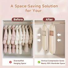 Space-Saving Hanging Garment Bag With Built-In Compression Zipper, Dust-Proof Storage Bag For Down Jackets, Coats, Blankets, Sweaters, Seasonal Clothing, Closet Organization, Suit Bags And Dress Hanging Bags - Multicolor - View 4