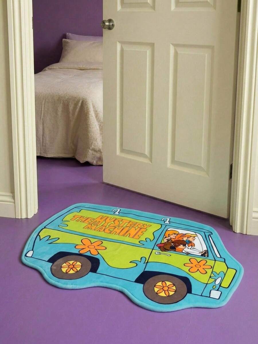SCOOBY-DOO X POKOJA LAND ! 1pc Licensed Cartoon Rug, Soft Plush Floor Mat In Fun Car Shape, Blue Color, Cozy And Playful Home D R, Perfect For Bedroom, Living Room, Sofa Or Kids' Room - 1PC - View 1