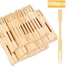 100/200/300pcs Disposable Bamboo Fruit Forks, Double-Prong Mini Forks 9cm/3.54inch Smooth And Easy To Insert, Suitable For Birthday Parties, Afternoon Tea, Picnic, Camping, BBQ, Buffet, Fruit Platter - Multicolor - View 7