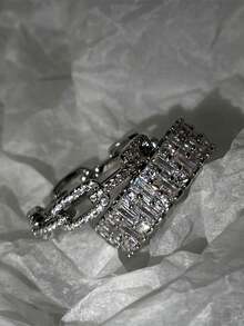rakol Set de 2 anillos de mujer con decoración de circonita cúbica en tono plateado simple - Plateado - Ver 6