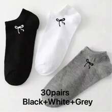 1/30 Pairs Neutral Sports Socks, Black/White/Grey Minimalist Fashion Solid Color Socks, Suitable For Daily Casual Wear, Optional 1 Pair/5 Pairs/6 Pairs/10 Pairs/15 Pairs/20 Pairs/30 Pairs - Multicolor - View 6