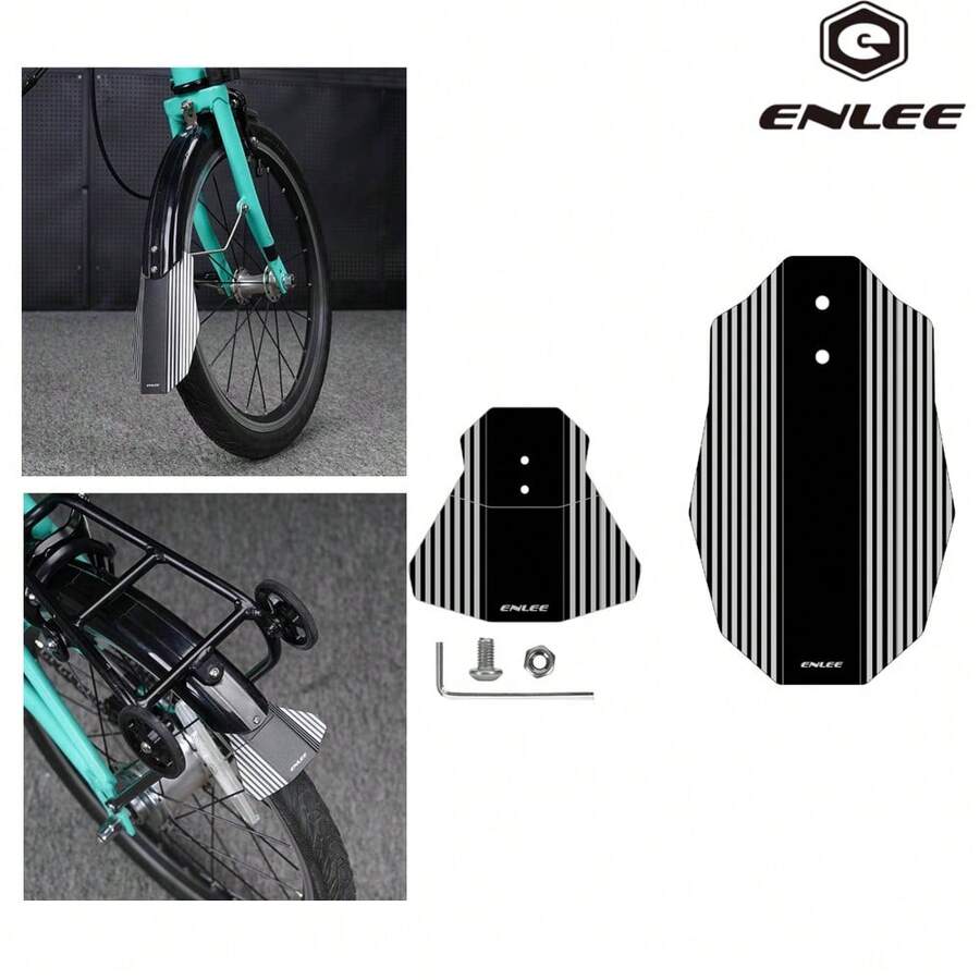 1 Set ENLEE Folding Bicycle Mudguard Extension, Front And Rear Wheel Mudguards, Personalized Pattern Design, Lightweight Detachable Shock-Absorbing Mudguards, Anti-Mud And Debris, Folding Bicycle Protective Cover - Multicolor - View 1
