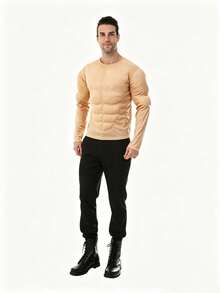 1pc Adult Fake Abs Muscle Costume, Cosplay Stage Performance Outfit - Apricot - View 5