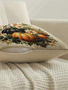 Fall Pillow Covers Set Of 4 Pumpkin Vines Floral Thanksgiving Decorations Autumn Harvest Striped Throw Cushion Case For Sofa Couch - Burnt Orange - View 7