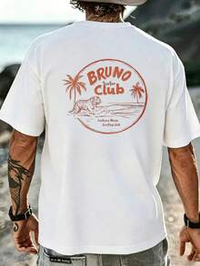 Tiger Surf Club Graphic T-Shirt – 100% Cotton 180 G/M² Crew Neck Breathable Regular Fit Summer Beach Activities - 白色 - 查看 4