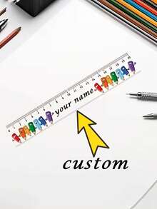 Personalized Custom Name Transparent Ruler, Can Be Engraved With Your Name/Text, Suitable For School, Office, Durable And Lightweight, Perfect Gift For Students, Teachers, Graduation, Birthday, Back To School Season - Multicolor - View 7
