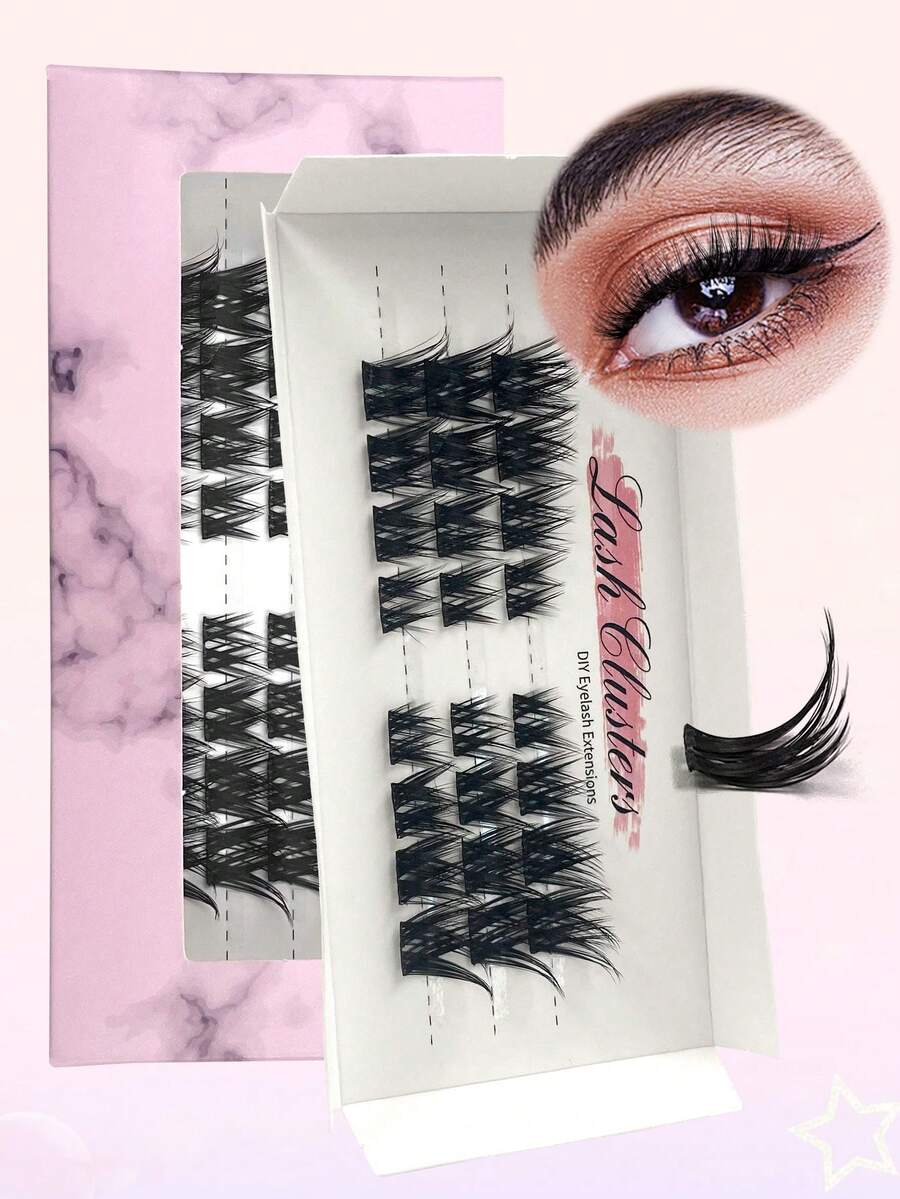 24pcs Lash Clusters DIY Lash Extension CC Curling Natural Volume Individual Lash Clusters For DIY Eyelash Extensions - Reusable, Lightweight, And Easy To Apply - CC - View 1