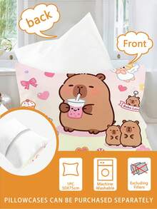 2/3pcs Capybara Pattern Bedding Set, Single/Double/Queen/King Size Duvet Cover With Pillowcases, All Season, Suitable For Children, Teenagers, Boys And Girls Bedroom (Filling Not Included), 100% Polyester - Multicolor - View 8