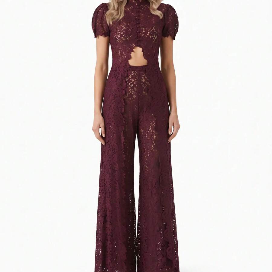 Women Two-Piece Outfits - Burgundy - View 1
