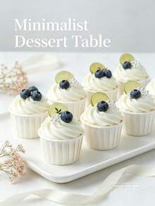 50pcs Muffin Cup Liners Cupcake Wrappers With Foil Rim For Gathering With Family & Friends Back To School - White - View 5