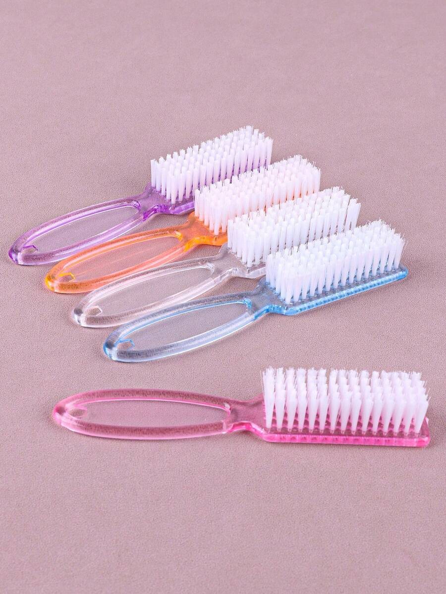 5/1pc Nail Cleaning Brush, Long Handle Multi-Function Brush, (Slight Color Difference Does Not Affect Use) - Multicolor - View 1