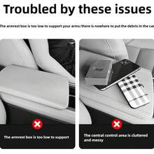 Car Armrest Pad, Center Console Storage Armrest Cover, Wear-Resistant PU Leather Business Minimalist Style Car Center Console Armrest Pad, Suitable For Private Car Owners Daily Driving And Road Trips, Pure Black With Red Stitching All-Season Universal Car Interior Decoration Accessory - Multicolor - View 6