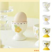 3D Cartoon Ceramic Egg Cup, Funny Thermostability Steamed Egg Holder, Table Centerpiece Kitchen Decor, Novelty Home Gift For Egg Lovers - Multicolor - View 4