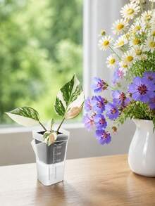 1/2/4/5pcs Small Hydroponic Self-Watering Pots, Transparent Self-Watering Plant Pots, Suitable For Indoor Plants, Semi-Hydroponic Pots, Transparent Plastic Pots, Suitable For Cuttings, Seedlings And African Violets - Multi-color - View 2