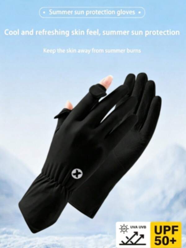 1pc New Multi-Color Ice Silk Sun Protection Gloves, All Season Elastic Women's UV-Resistant Breathable Anti-Slip Cooling Thin Long Outdoor Sun Protection Gloves
