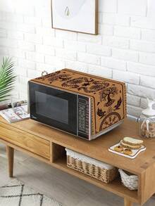 1pc Themed Table Runner, Viking Style Printed Microwave Dust Cover, Protective Cover, Rectangular Tablecloth, Washable, Suitable For Home Dinner, Coffee Table, Kitchen And Dining Room Decoration, Table Decor Party, Home Decor, Outdoor Patio Table Runner Decoration, Entryway Decoration, Fireplace Towel Decoration - Brown - View 7