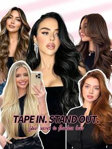 Real Human Hair Seamless Invisible Hair Extensions - Multicolor - View 9