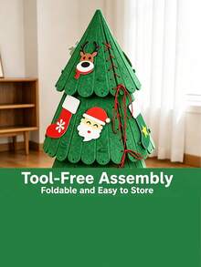 1pc Christmas Tree Shaped Cat Tree, Double-Layer Cave Cat Activity House, Tool-Free Assembly, Foldable Easy Storage DIY Decoration, Indoor Home Holiday Pet Play And Resting Facility - Multicolor - View 8
