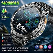 KENPANG 1400mAh Battery Men's Sports Smart Watch, Built-In Red & White Dual-Color LED Flashlight, IPX8 Waterproof, 100+ Sports Modes, Call & Answer, Message Notifications, 24-Hour Health Monitoring, 200+ Watch Faces, Sleep Tracking, Men's Fitness Tracker - View 3
