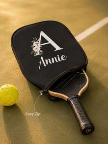 Custom Zipper Pickleball Paddle Protective Cover, Golden Foil Floral Initial Letter Printed Pickleball Racket Storage Bag, Soft Lightweight Dust-Proof Pickleball Gear Pouch, Sports Accessory Suitable For Indoor And Outdoor Pickleball Games - Multicolor - View 7