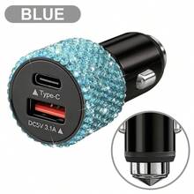 1件裝鑽石閃亮 2/4/6/8 接口水鑽車充，3合1充電線，快速充電，Type C、USB 車用適配器，USB A 轉 Type C、Type C 轉 Type C，相容手機、行車記錄器、GPS，男士/女士節日/生日禮物 - 彩色 - 查看 59