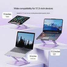 Adjustable Aluminum Laptop Stand, Ergonomic Vertical Design, Open Ventilation, Fits 10-16 Inch Laptops, Stable Support For Office, Home And Travel, Purple Shiny Laptop Stand, Height Adjustable Cooling Bracket, Stable For Gaming Laptops - View 3