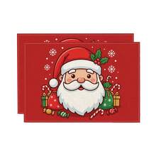 2/4/6/8pcs Santa Claus & Snowflake Print Rectangular Placemats, Suitable For Home, Hotel, Restaurant, Holiday Celebration, Banquet Table Decoration, Autumn/Winter Home Decor - Multicolor - View 12