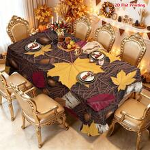 1/2pcs Autumn Tablecloth, Autumn Maple Leaf, Pine Needle, Acorn, Birch Bark Pattern Polyester Tablecloth, Suitable For Dining Room, Dining Table, Coffee Table, Kitchen, Picnic, Camping, Country Farmhouse Decor, Tabletop Protection And Autumn Holiday Decoration - Multicolor - View 5
