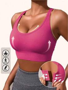 4pcs/Set Women's Seamless Shock-Absorbing Sports Bra, Lightweight And Breathable, Suitable For Yoga And Light Exercise, Back Shaping Padding Comfortable, Athletic Curve Style - Multicolor - View 8