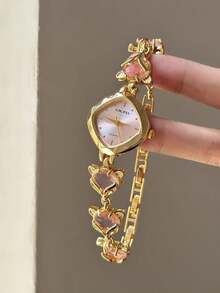 1pc Women's Quartz Watch Bead Style Fashionable And Exquisite Temperament Suitable For Daily Matching Birthday/Graduation Gifts Casual Gatherings - Gold - View 6