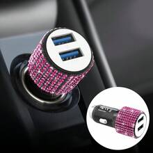 1件裝鑽石閃亮 2/4/6/8孔車用充電器，3合1充電線，快速充電，Type C、USB，車用轉接頭，USB A轉Type C、Type C轉Type C，相容手機、行車記錄器、GPS，男女適用，節日/生日禮物 - 彩色 - 查看 52