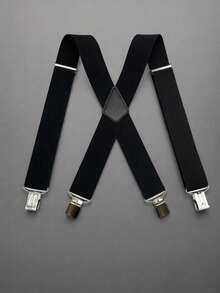 Elastic 5cm Suspenders For Men - Black - View 4