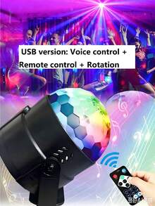 1pc Disco Ball Party Light, Sound Activated DJ Light With Remote Control RGB Strobe Light USB 7 Modes LED Stage Spotlight For Home Room Karaoke Festival Party Wedding Decoration Performance - Black - View 11