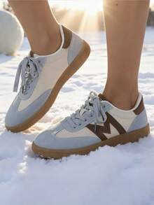 Women Casual Sneakers, Lace Up Walking Shoes - Blue - View 5