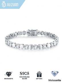 925純銀D色莫桑石網球手鍊,奢華新娘珠寶,求婚、婚禮、生日與週年紀念禮物 - 銀色 - 查看 2
