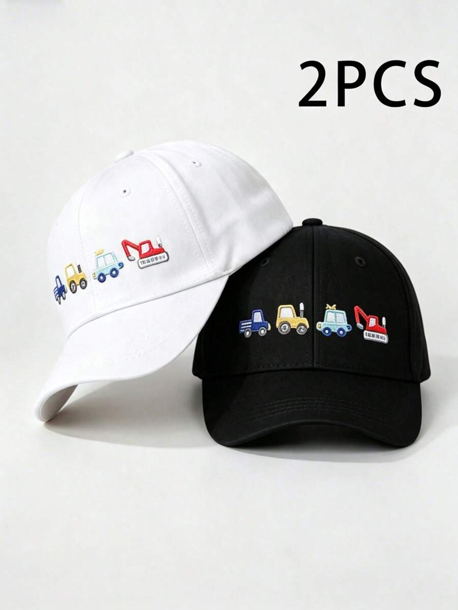 2件組 3-8歲兒童時尚春夏/秋冬防曬棒球帽,適合戶外活動,附個性化裝飾,2-3歲嬰幼兒可調節防曬抗UV棒球帽,男女童適用 - 白色+黑色 - 查看 1