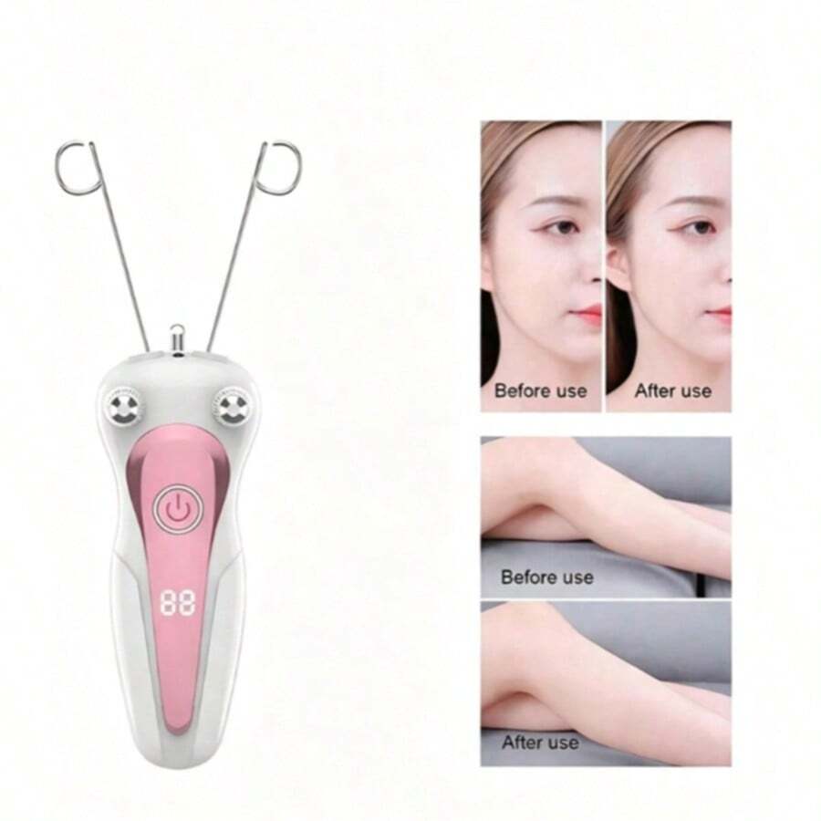 Women's Electric Facial Hair Remover Beauty Epilator Body Arm Cotton Thread Hair Removal Device With LCD Display - Gold - View 1