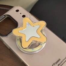1pc Cute Cartoon Star Mirror Slouchy Phone Stand, Compatible With MagSafe, Strong Magnetic Adsorption, Telescopic Desktop Air Cushion Phone Holder - Multicolor - View 6