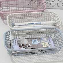 [Opening Season] Cream Style Ins Style Multi-Size Iron Storage Basket, Snack Storage, Essential For Desk Clutter, Colorful Matching, Multi-Functional Desk Office Supplies Student Supplies Storage Basket - Multicolor - View 2