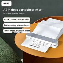 HPRT MT610 Portable Wireless Printer, Mini Bluetooth Thermal Printer, Compact A4, Compatible With IOS, Android, And Laptop, Inkless Black & White, Ideal For Students, Home Office, Homework, And Error Correction - Off-white - View 2