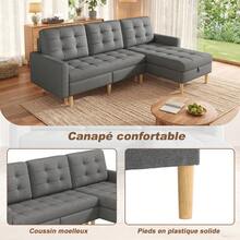 212x130x86cm Grey Chaiselongue Sofa In Fabric For Living Room Relaxation - 灰色 3 人座 - 查看 6