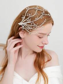 1 Gorgeous And Elegant Hairpin Decorated With Rhinestone Crystal, Suitable For Weddings, Daily Life, Parties, And Banquets - Silver - View 1