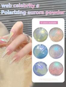 MIANEL GEL 2026 New 6-Color Aurora Nail Powder, High-Intensity Iridescent Color-Changing Pigment, Ultra-Bright Long-Lasting Aurora Color Effect, Suitable For Nail Salons And DIY Home Use, LED Curing - Multicolor - View 9