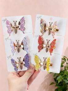 2/4/6pcs/Set Sparkling Rhinestone 3D Butterfly Hair Clips - Atmospheric Hair Accessories - Suitable For Girls And Women, Daily Essential - Multicolor - View 15